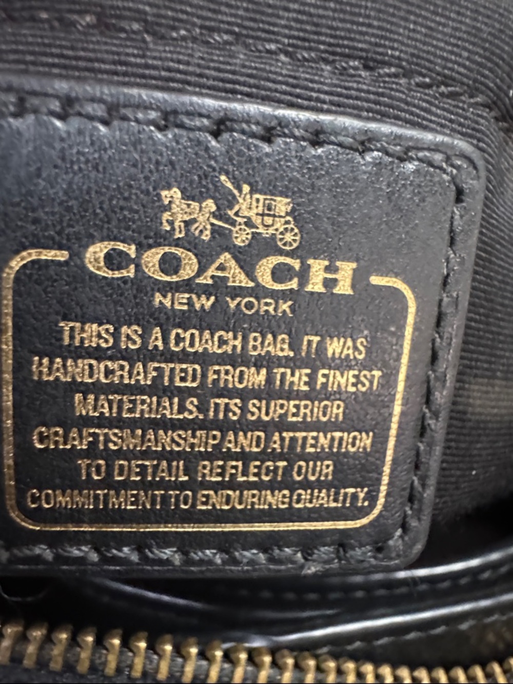 Coach Black Leather Handbag with Gold Logo Detail - Picture 2 of 9